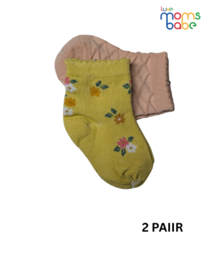 baby socks yellow & peach pink