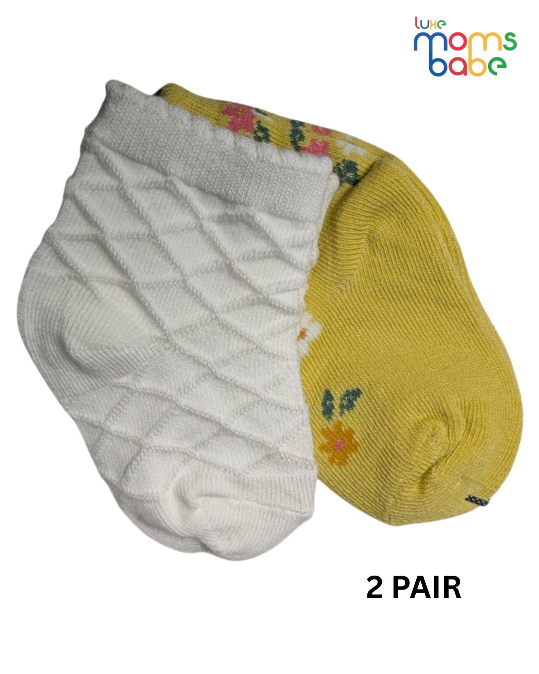 baby socks white & yellow