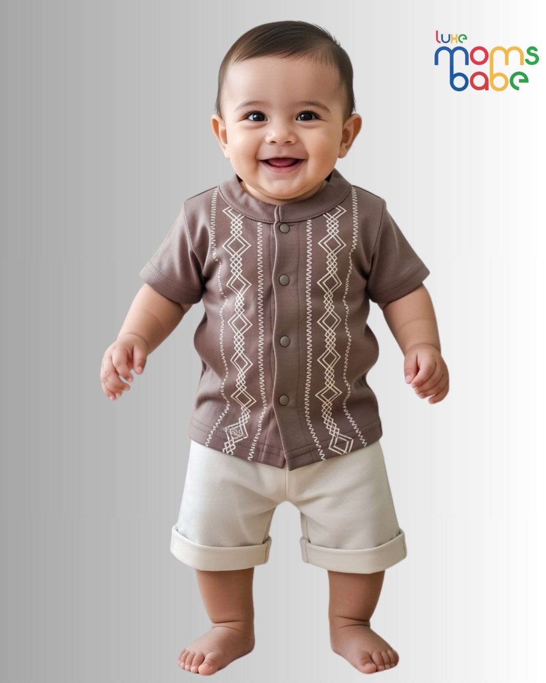 baby boy's printed half sleeves shirt & shorts set baby boy's printed half sleeves shirt & shorts set