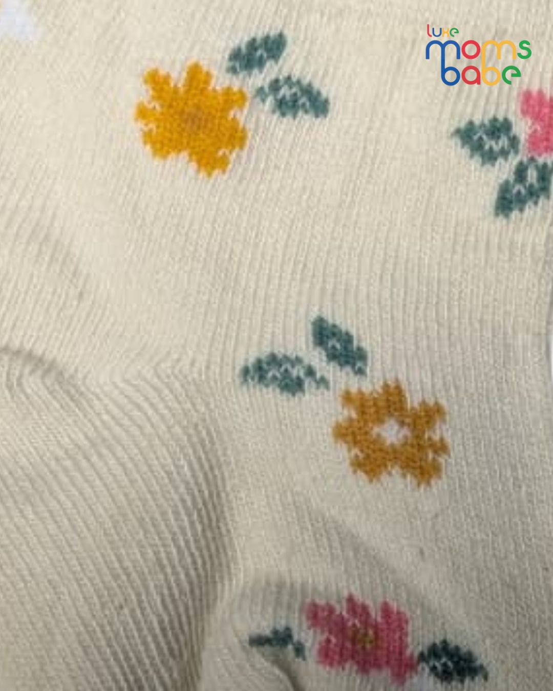 baby socks green & cream