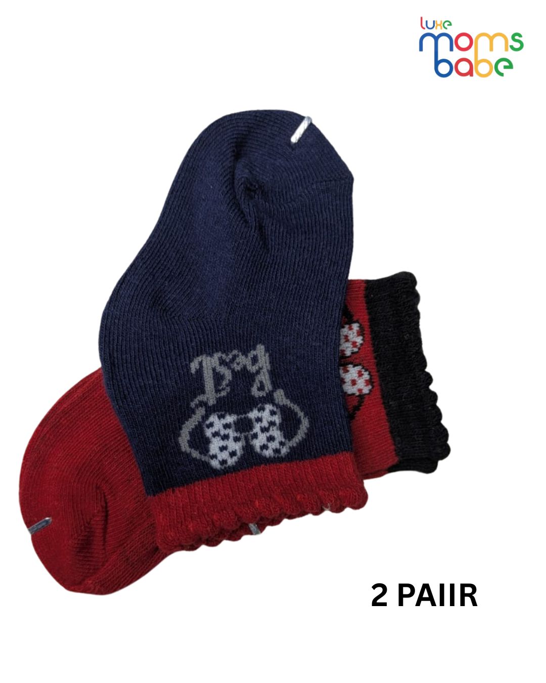 baby socks red & navy blue