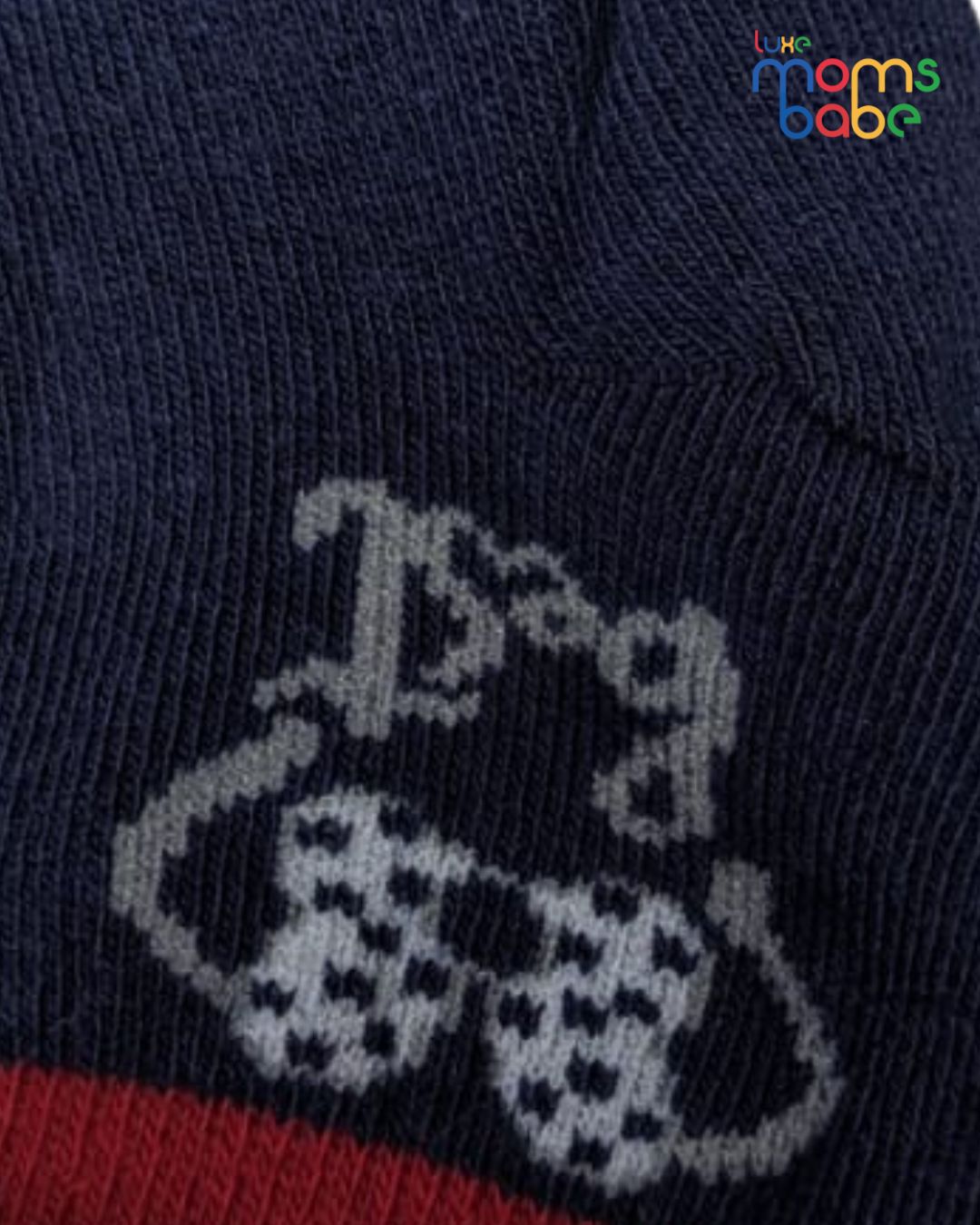 baby socks red & navy blue