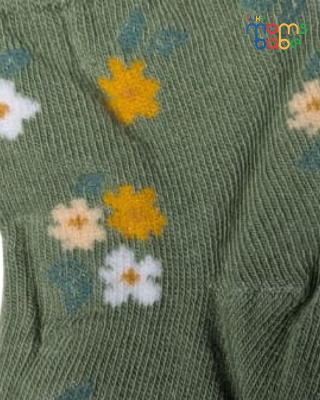 baby socks green & cream