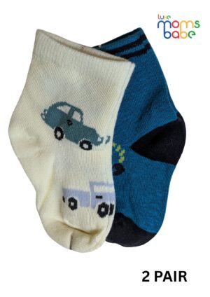 baby socks cream & dark blue