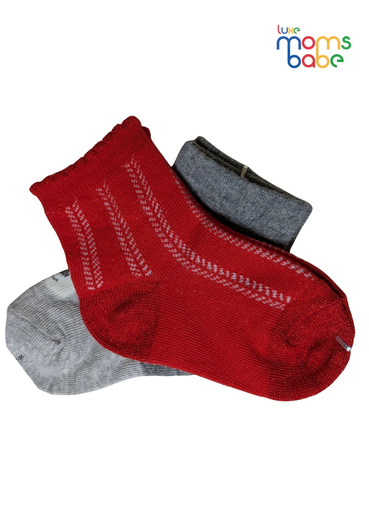 baby socks red & gray