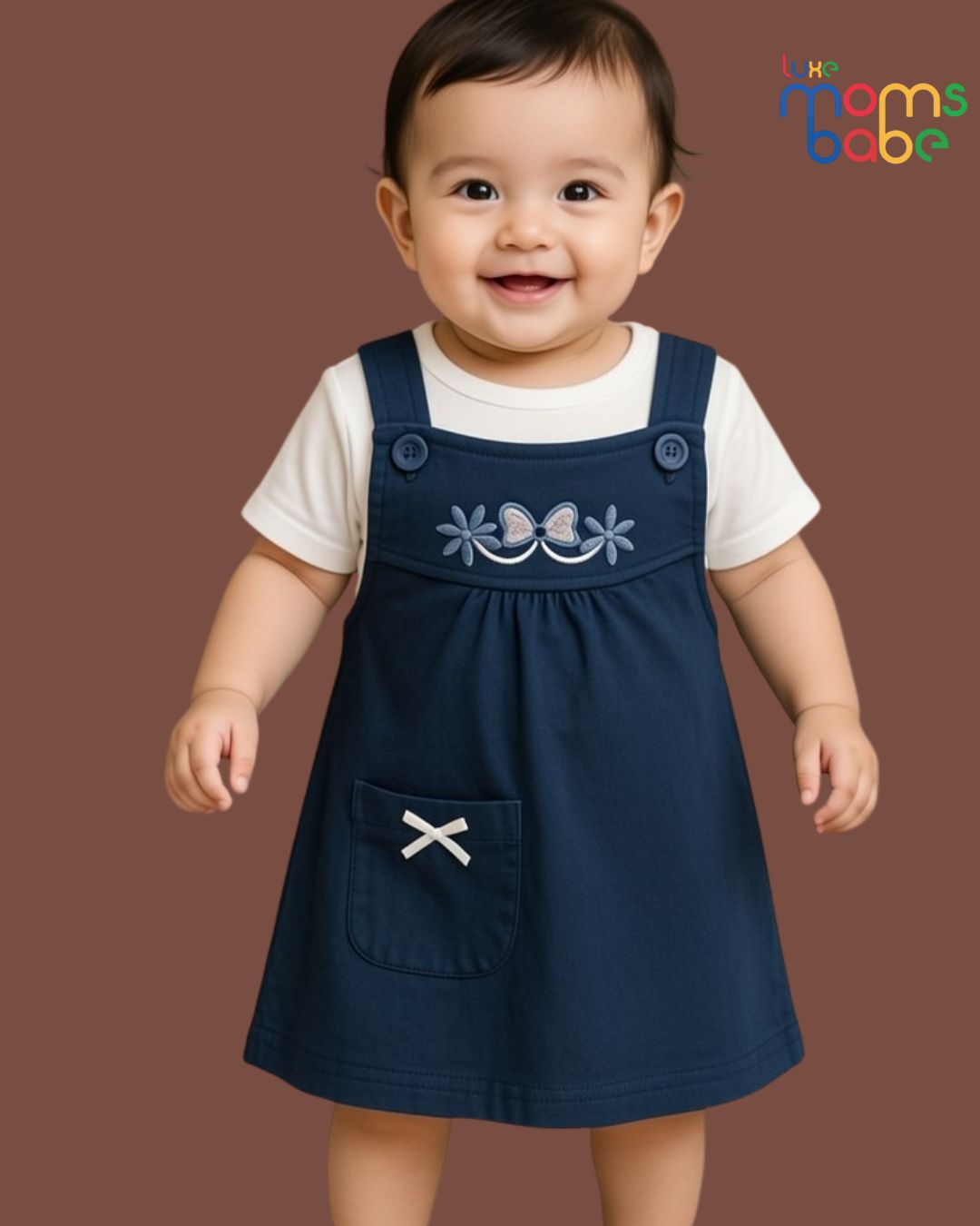 baby girls half sleeve cotton dress with a white t shirt or coordinated set.