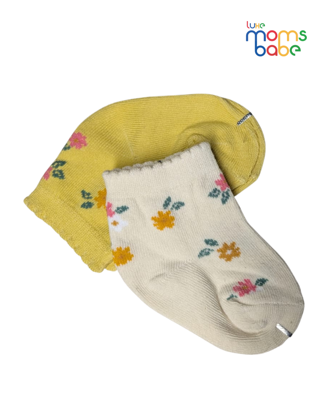 baby socks yellow & cream