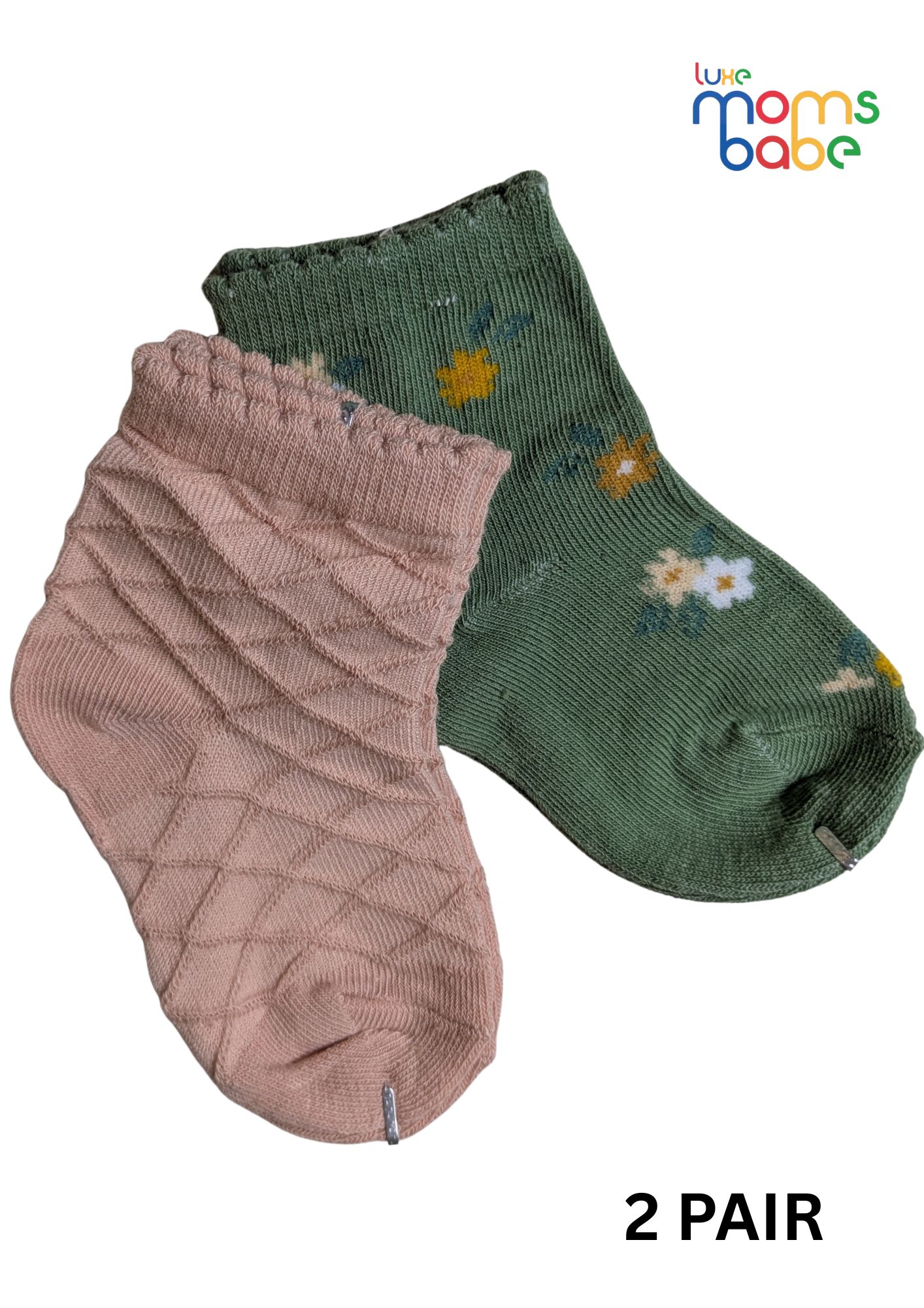 baby socks pink & green