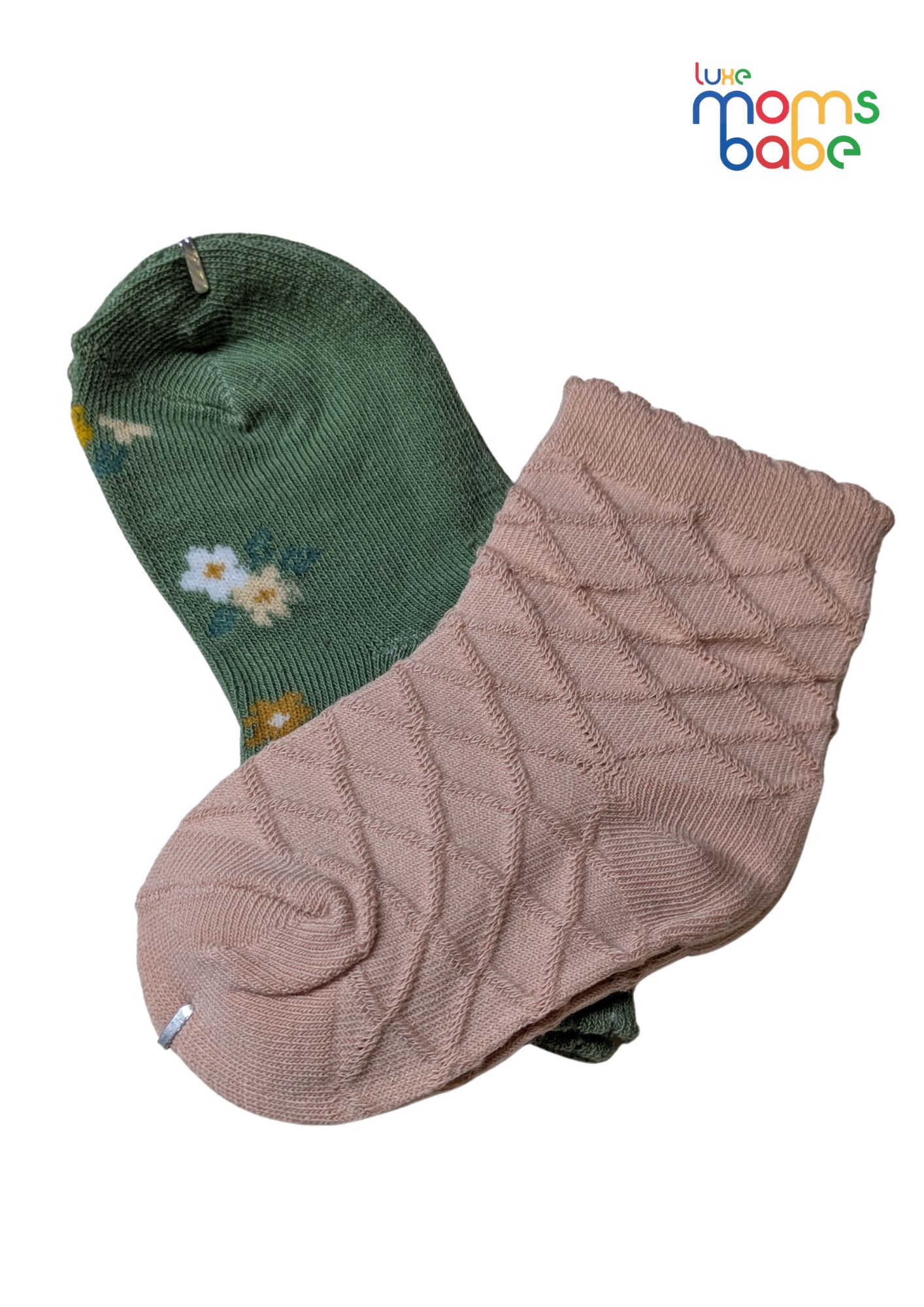 baby socks pink & green