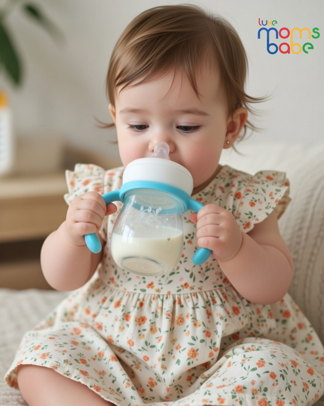 baby feeding glass bottle with handles