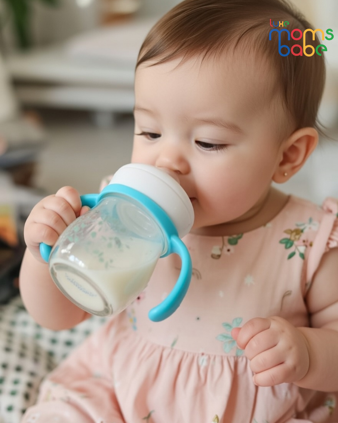 baby feeding glass bottle with handles