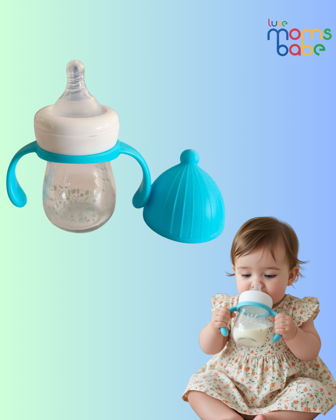 baby feeding glass bottle with handles