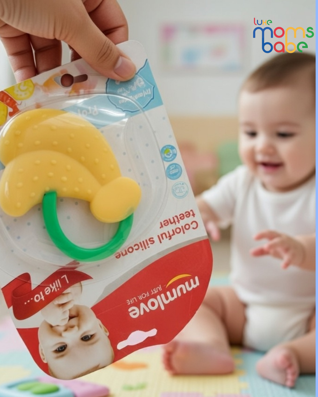 baby's banana shaped silicone baby teether.