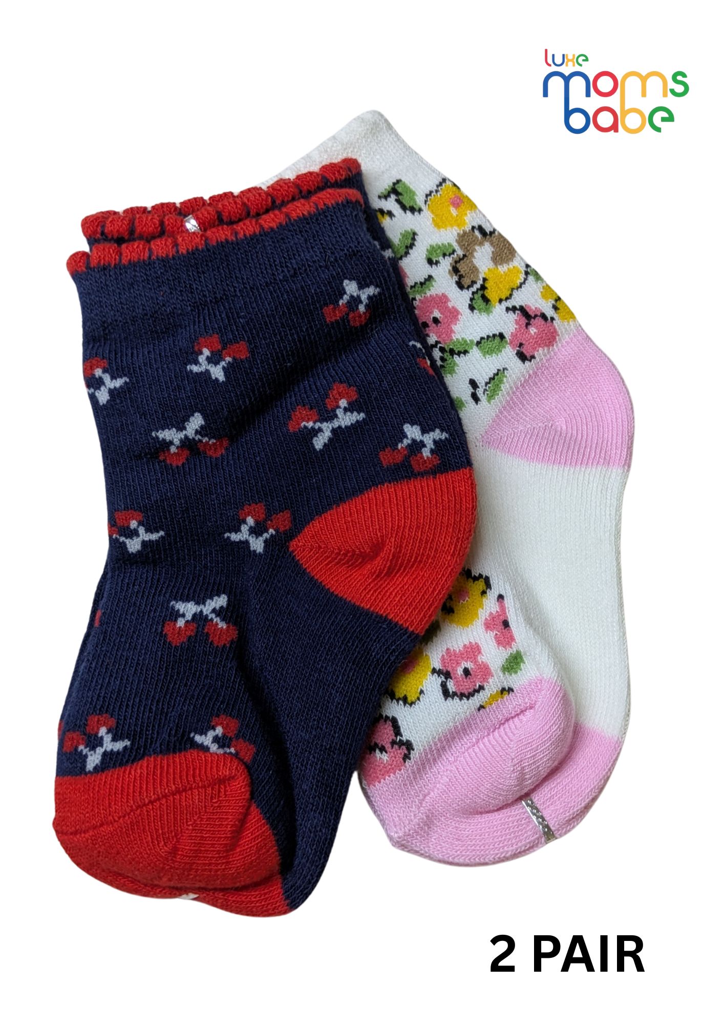 baby socks white & navy blue