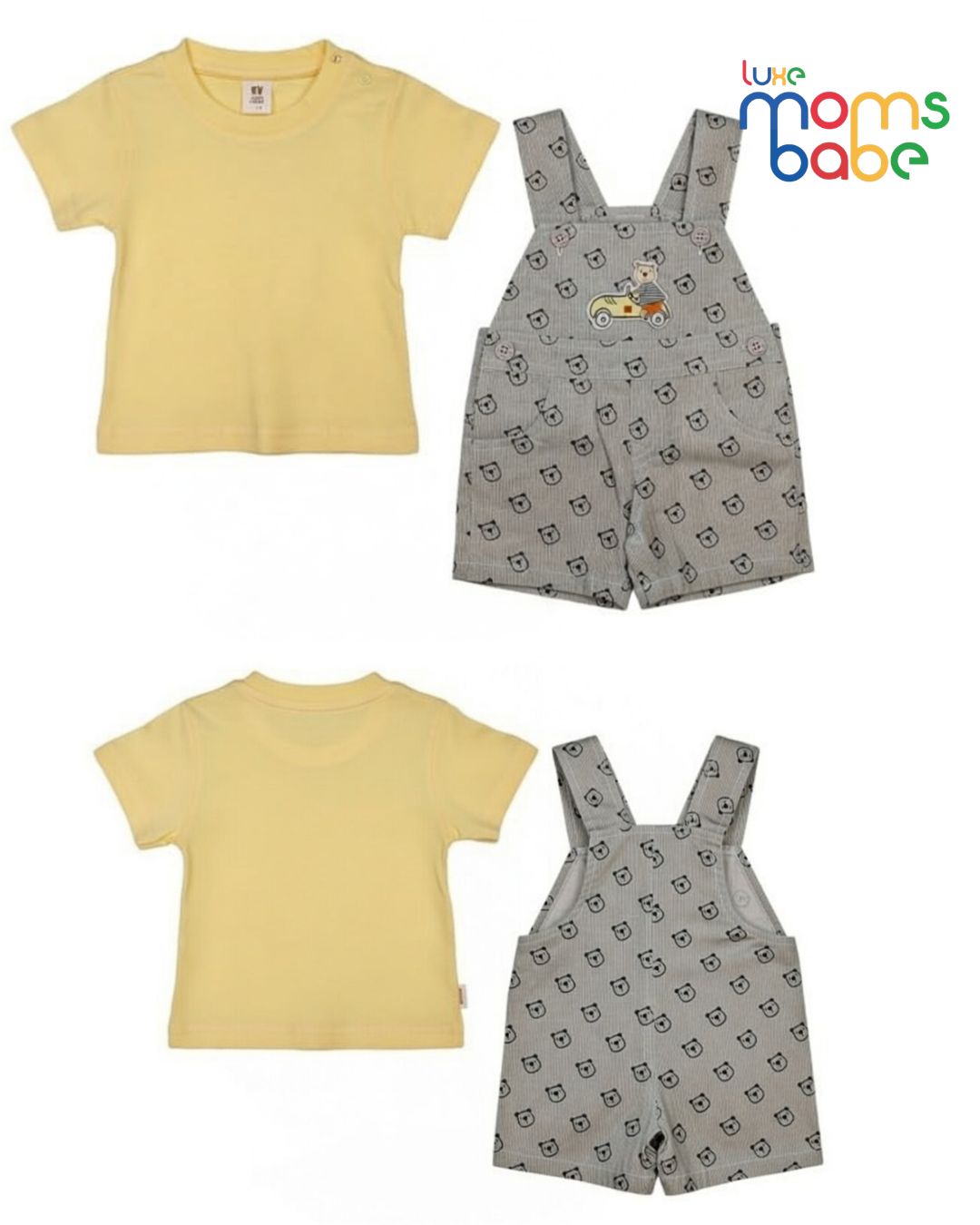 baby boy printed dungaree romper set
