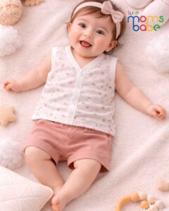 Home Baby Breathable 100% Cotton Sleeveless Top & Shorts Set | Unisex Pajama
