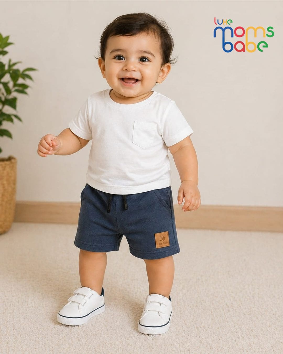 baby jogger shorts – 100% premium cotton, soft & breathable, adjustable waist (0–24 months)