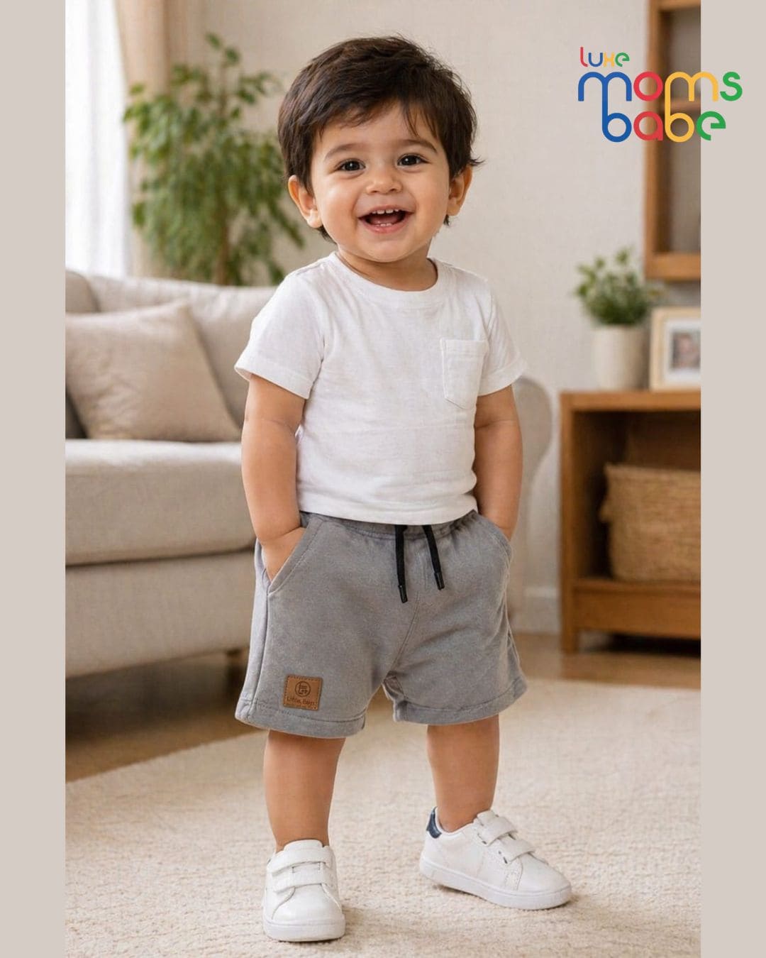 baby jogger shorts – 100% premium cotton, soft & breathable, adjustable waist (0–24 months)