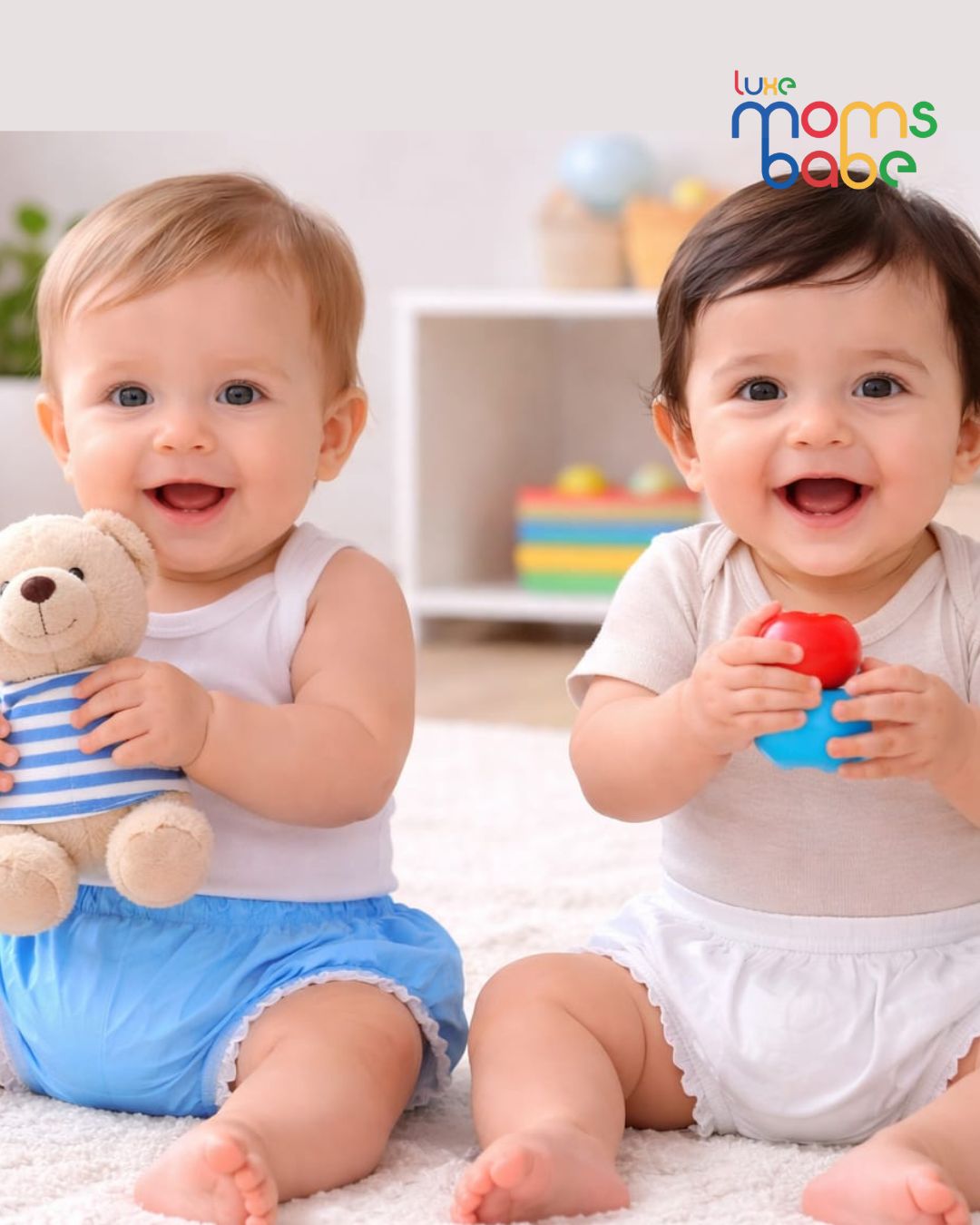 baby waterproof diaper pants (nappy covers) luxe moms babe (blue & white in 1 set)