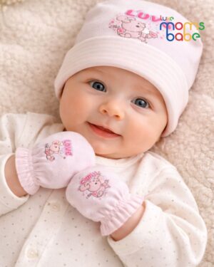 baby cap, booties & mittens set luxe moms babe