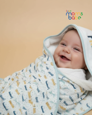 baby hooded blanket – 100% cotton anti allergic soft wrap (0–9 months)