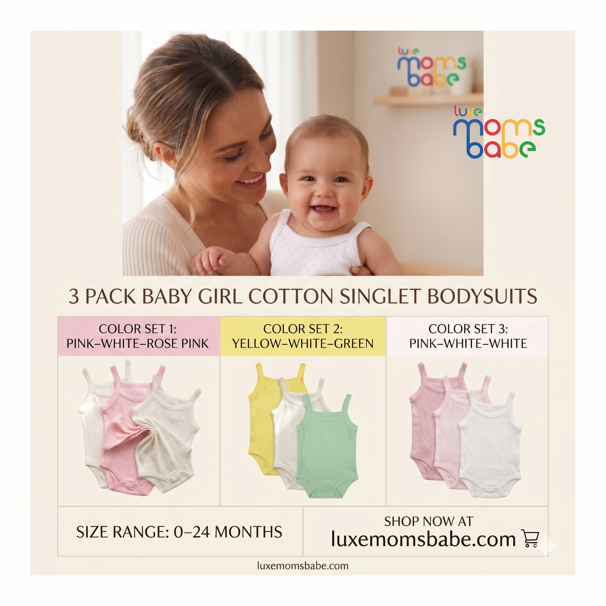 3 pack baby girl cotton singlet bodysuits – soft pointelle knit sleeveless onesies (0–24 months