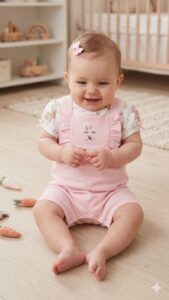 Baby Girl Soft Cotton Pink Dungaree & T-Shirt Set | Cute & Comfortable Outfit