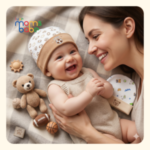 baby unisex cotton teddy print beanie cap 2 pack (0–12 months)