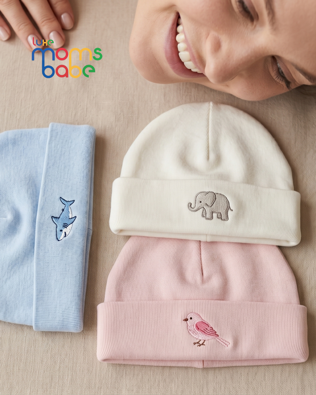 newborn baby cotton beanie caps set – soft & breathable (0–12 months)