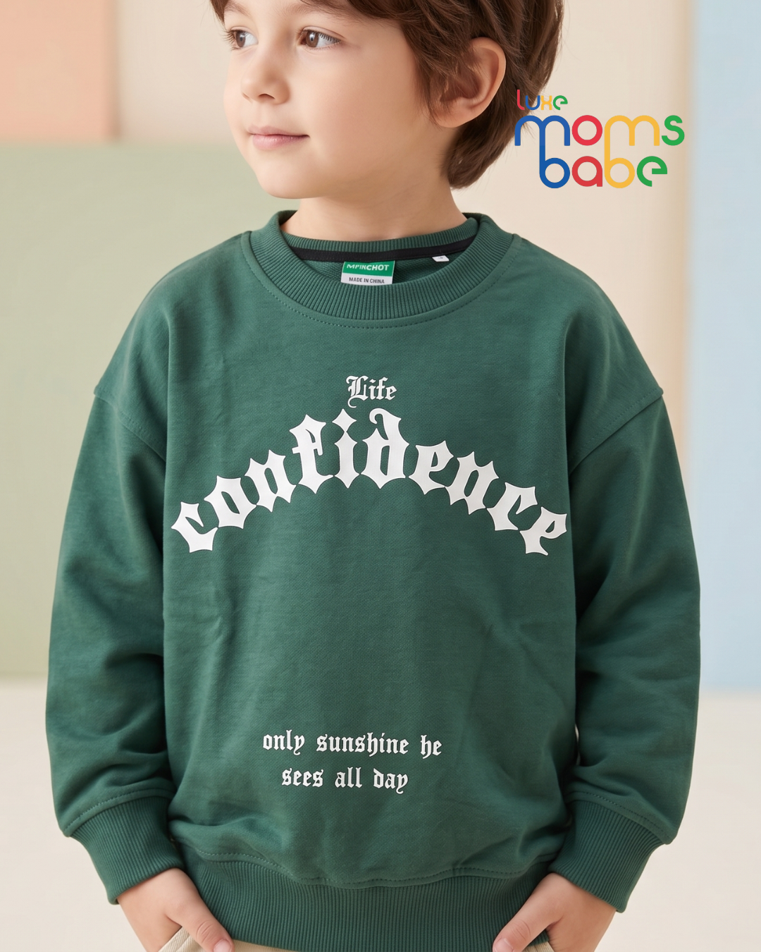 kids confidence graphic sweatshirt – cotton crewneck kids confidence graphic sweatshirt – cotton crewneck