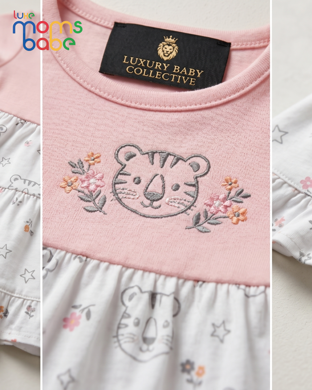 baby girl cotton dress – pink top & pattern skirt (3–9 months), 100% soft cotton baby girl cotton dress – pink top & pattern skirt (3–9 months), 100% soft cotton