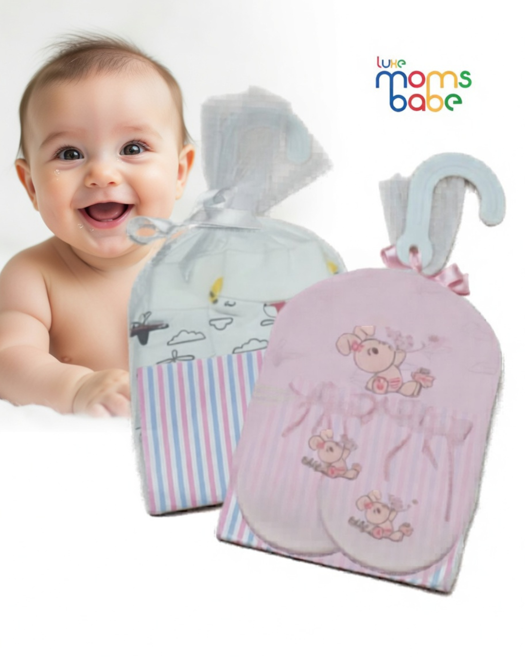 newborn baby gift set (0–6 months) – 100% cotton caps, mittens & booties gift box | soft, breathable & baby shower ready