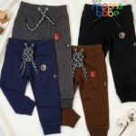 kids cotton jogger pants with drawstring waist & ribbed cuffs (1–6 years)