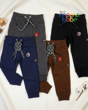kids cotton jogger pants with drawstring waist & ribbed cuffs (1–6 years)