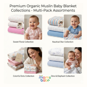 luxe moms babe 100% cotton muslin swaddle (pack of 3)