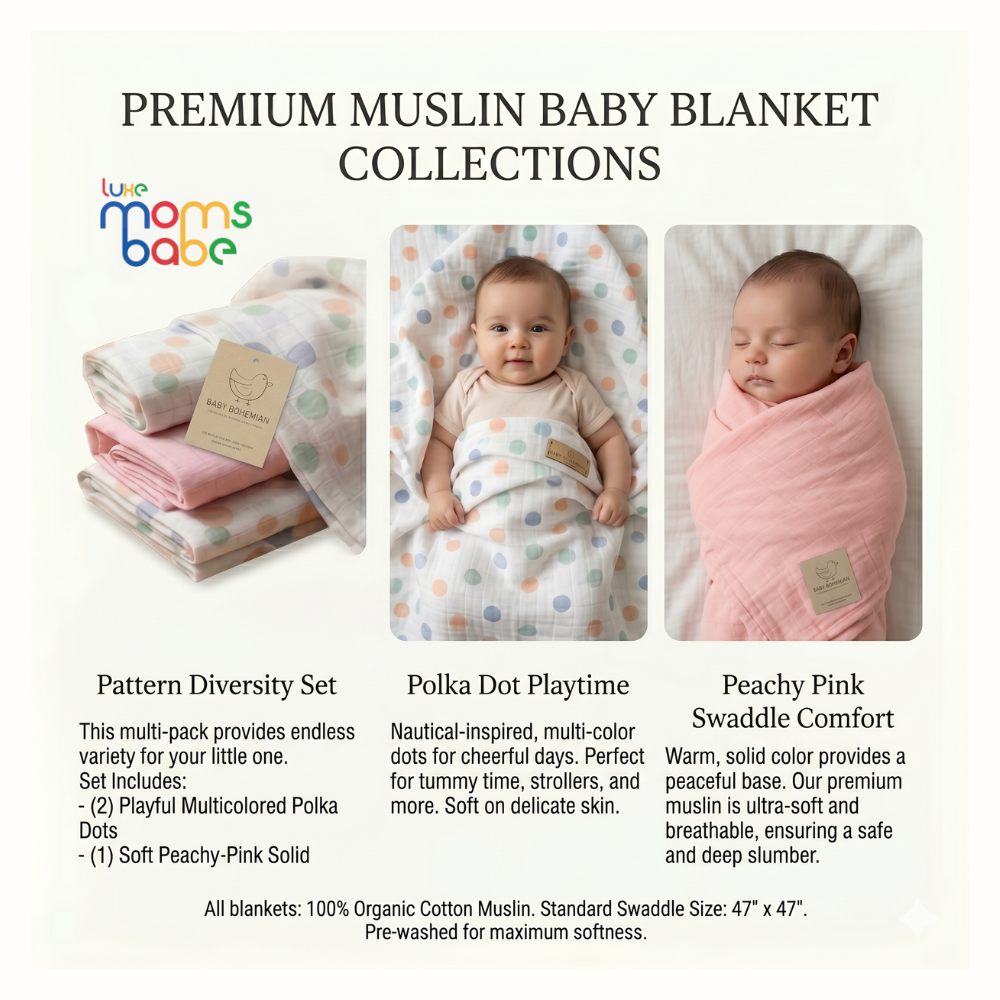 luxe moms babe 100% cotton muslin swaddle (pack of 3) luxe moms babe 100% cotton muslin swaddle (pack of 3)