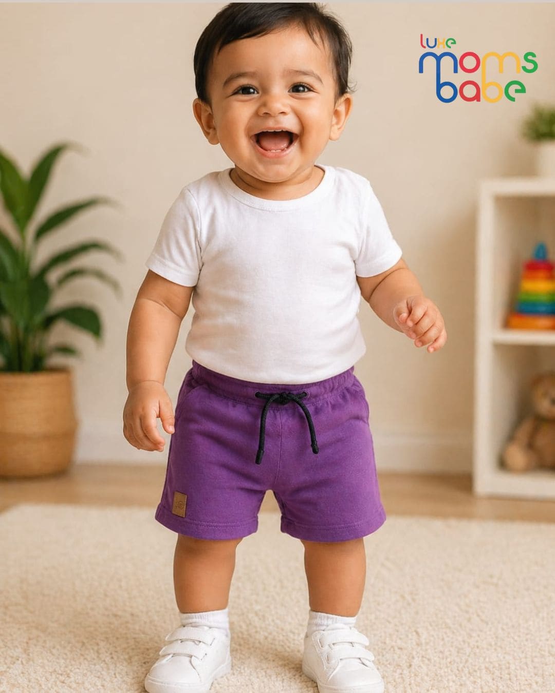 baby jogger shorts – 100% premium cotton, soft & breathable, adjustable waist (0–24 months)