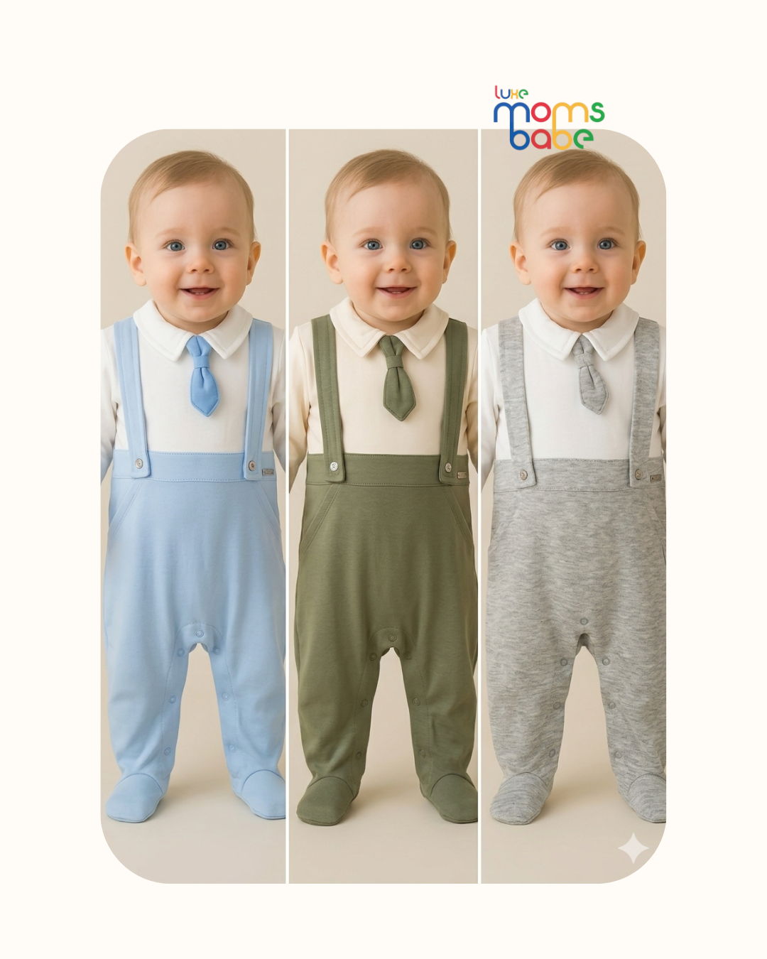 baby boy mock suit romper – 100% cotton formal outfit with bow tie & suspender design (3–24 months)