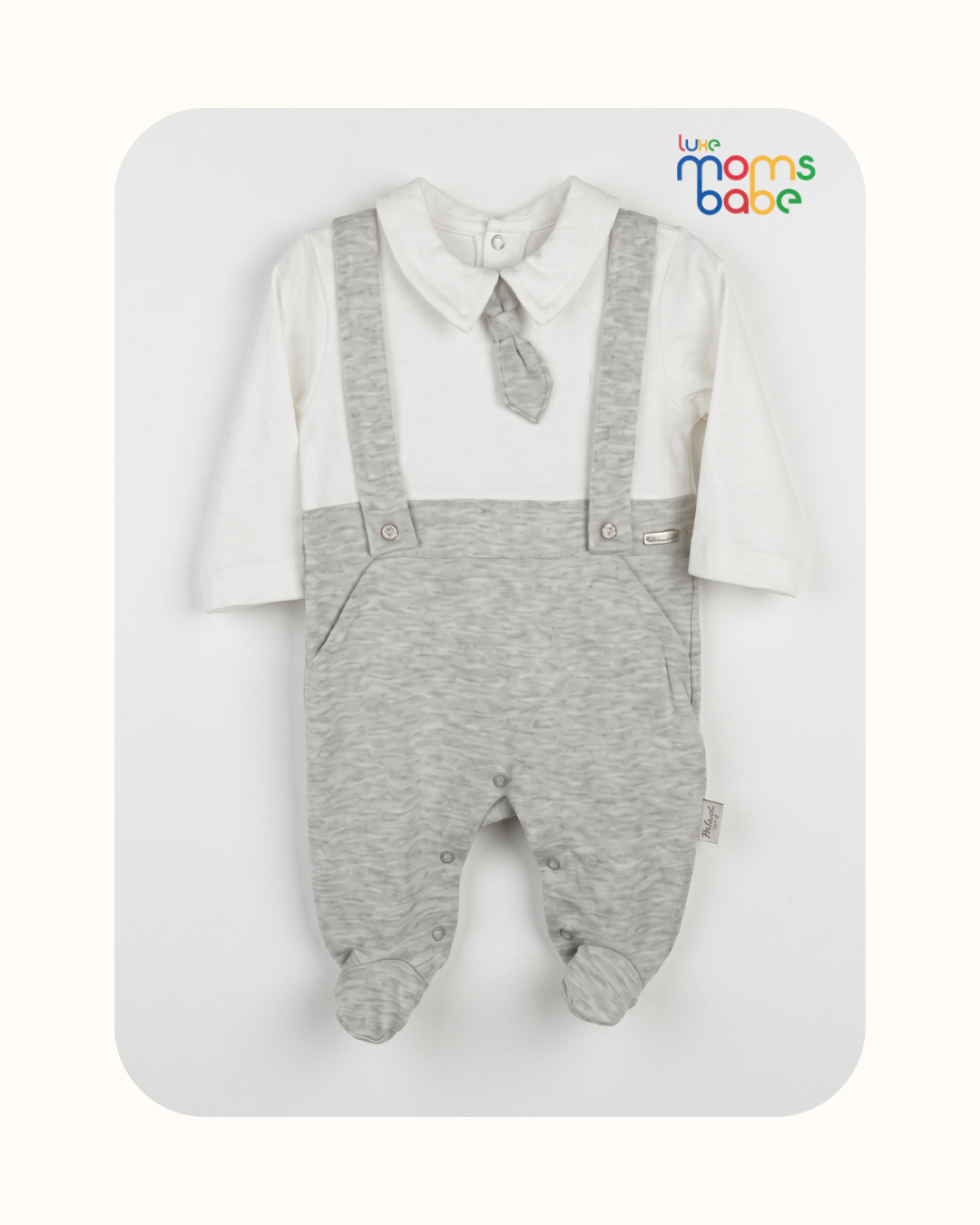 baby boy mock suit romper – 100% cotton formal outfit with bow tie & suspender design (3–24 months)