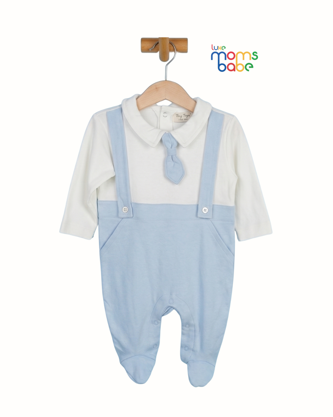 baby boy mock suit romper – 100% cotton formal outfit with bow tie & suspender design (3–24 months)