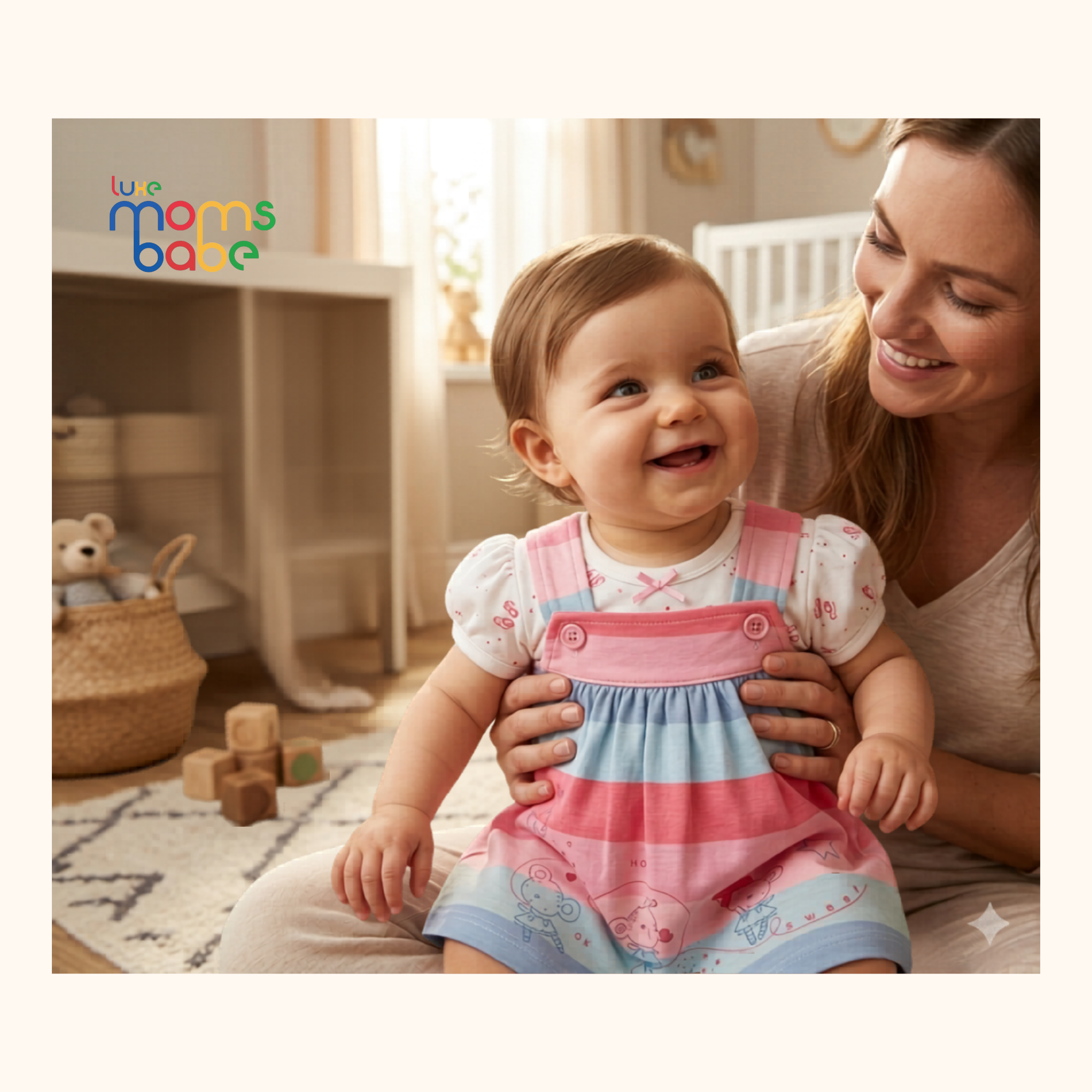 baby girl pinafore dress set (0–9 months) | soft cotton striped outfit