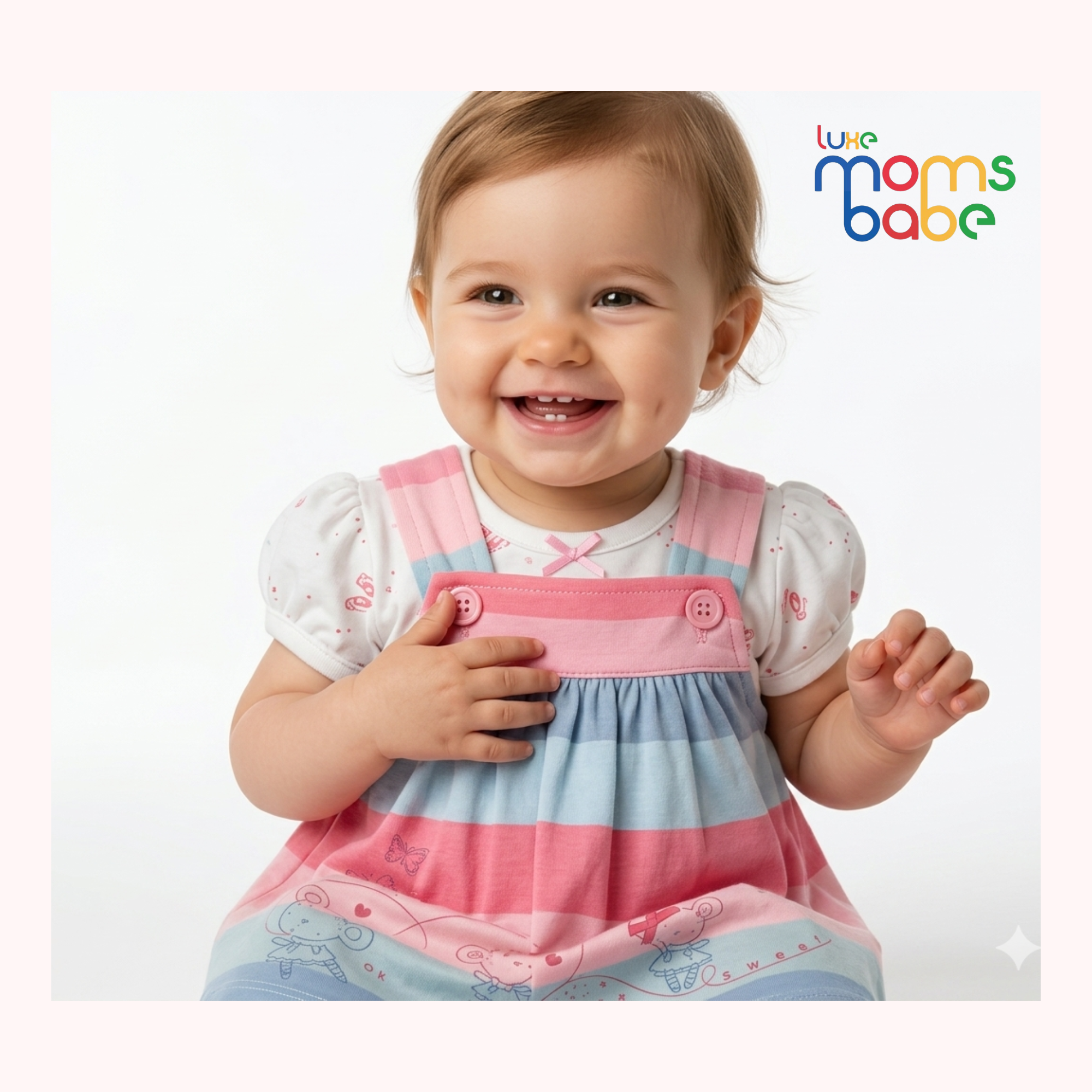 baby girl pinafore dress set (0–9 months) | soft cotton striped outfit