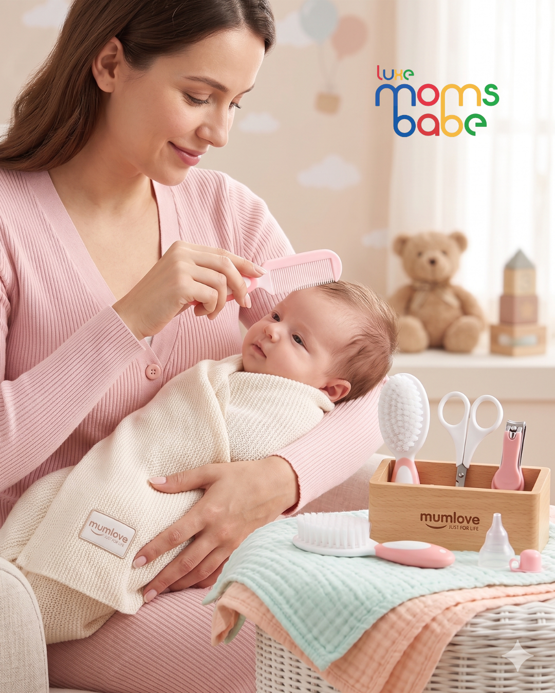 baby grooming kit 4 in 1 by mumlove – newborn care set (0+ months, bpa free)