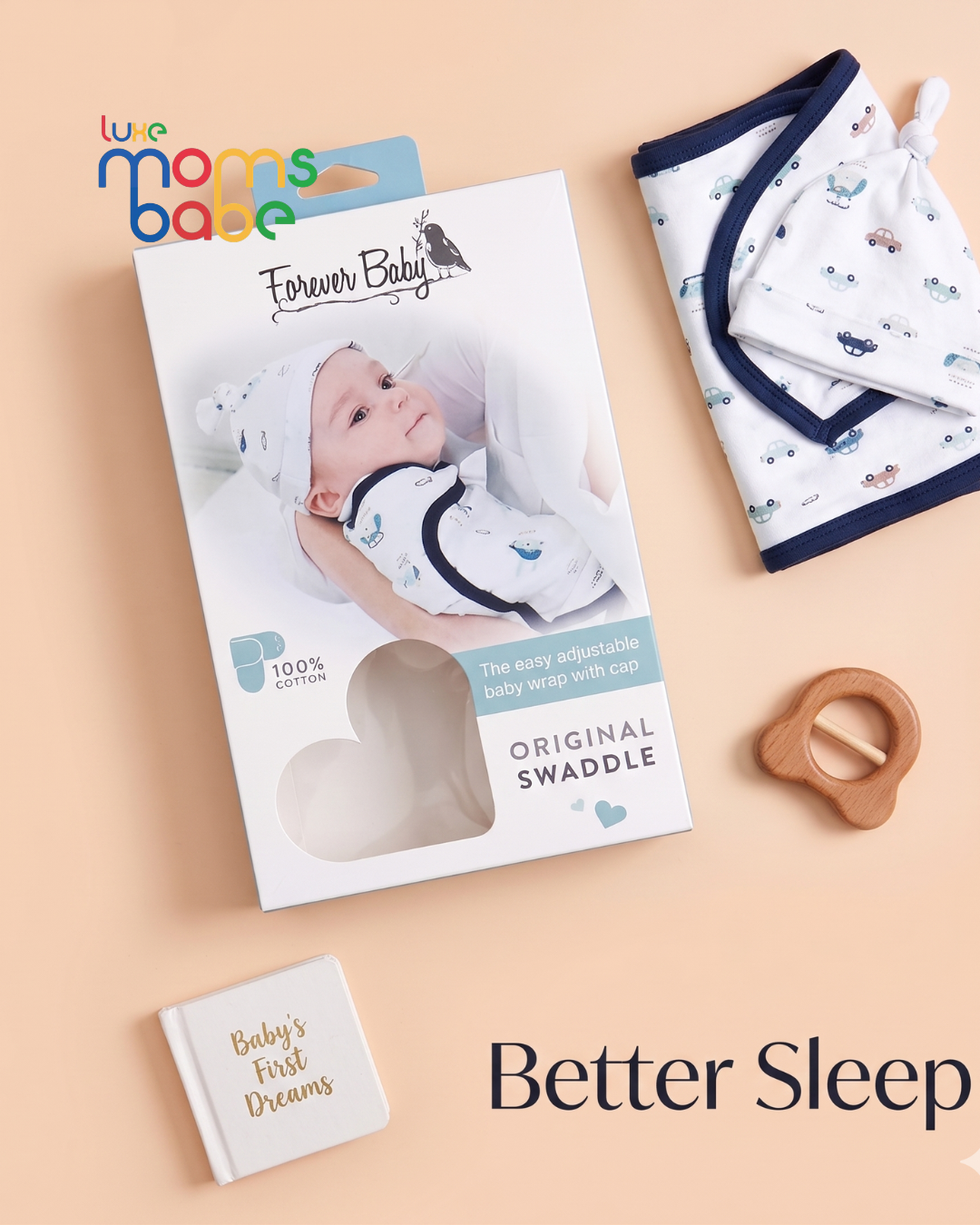 forever baby original swaddle wrap with cap – 100% cotton (0–6 months) forever baby original swaddle wrap with cap – 100% cotton (0–6 months)