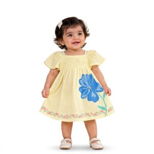 Home Baby Girl Little Sunshine Smocked Muslin Frock